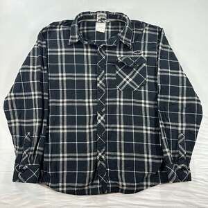 Vintage SRH Flannel Shirt Mens Size XL Black White Plaid Long Sleeve Skater Y2K